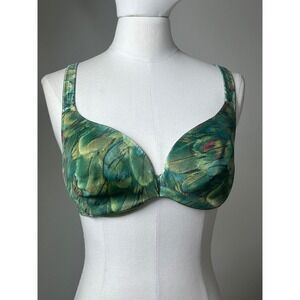 Vintage‎ 90s Vassarette Bra Green Novelty Print Statement Soft Cups